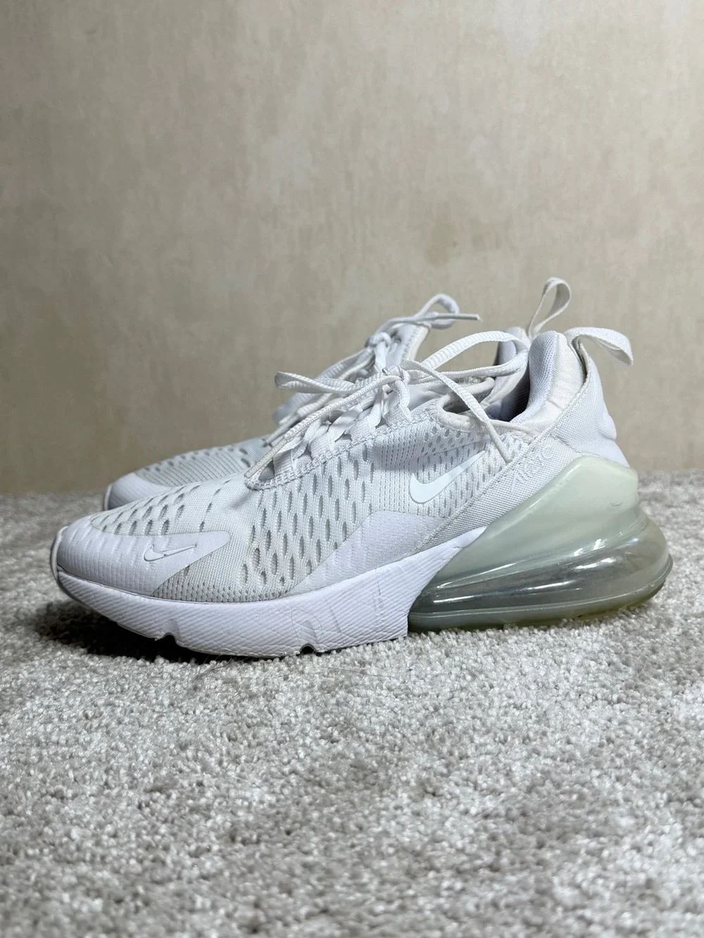 Nike Kids Youth Air Max 270 Trainers Sneaker Shoes in White 4Y